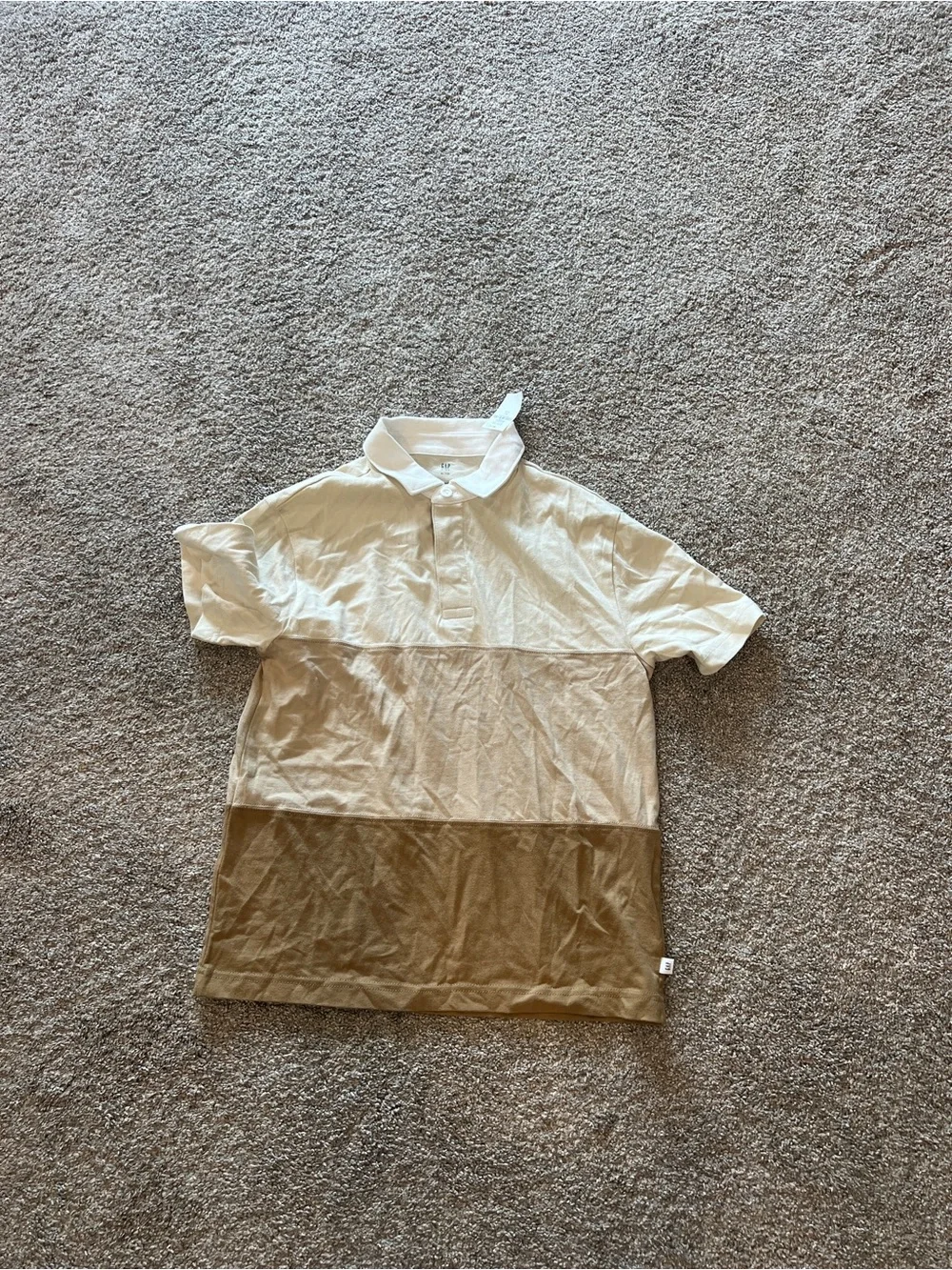 Gap Kids Colorblock Polo Shirt in White and Tan XL 12